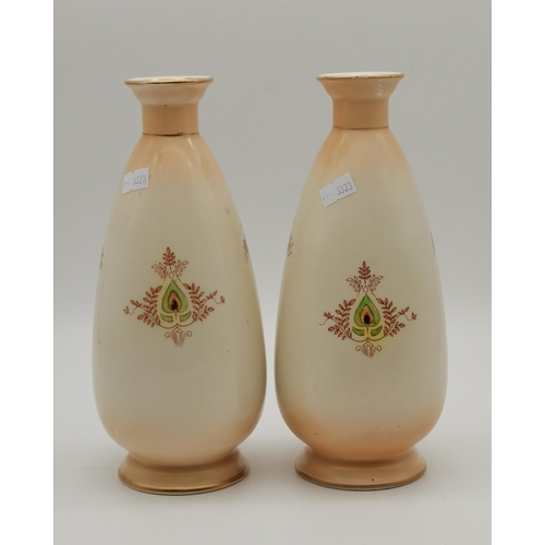 94 - A pair of Devonware ETNA vases by Crown Devon, tall ovoid with flared necks, each on a short circula... 