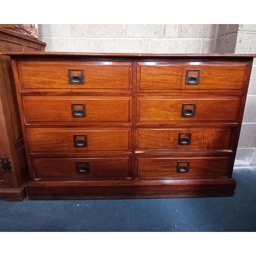 Antique Oak filing with 6 drawers W135cm x D51cm x H90cm