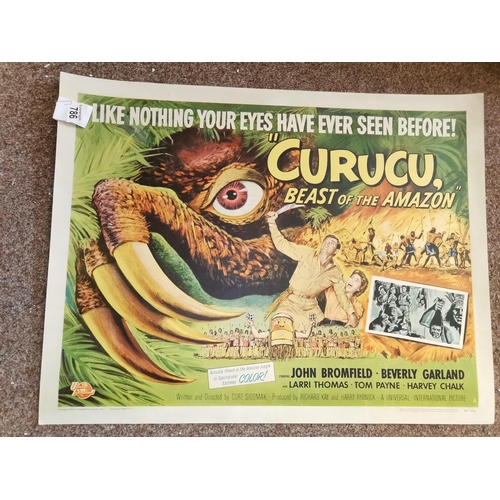 786 - Curucu, Beast of the Amazon - American half sheet movie poster on board, 1956, directed by Curt Siod... 