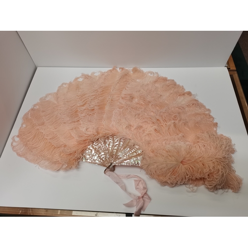 309 - A Vintage Feathered Fan by Edwards & Jones Regents Street in original box 45cm high x 75cm fully ext... 