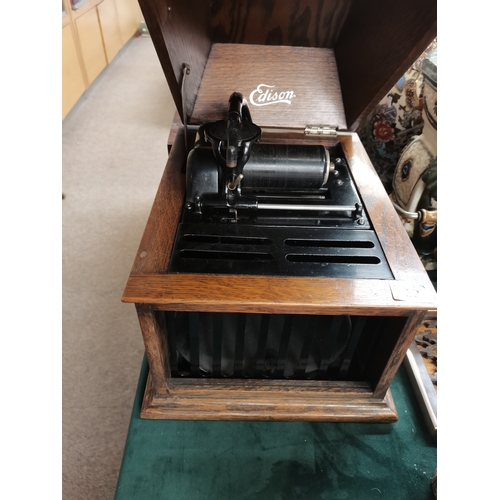 59 - An Edison 'Amberola' Phonograph, serial no. 30 SM 176849; together with two boxes of phonograph cyli... 