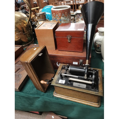 62 - An Edison Standard Phonograph, serial no. S78917, in wooden carry case; together with two boxes of p... 