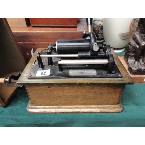 62 - An Edison Standard Phonograph, serial no. S78917, in wooden carry case; together with two boxes of p... 