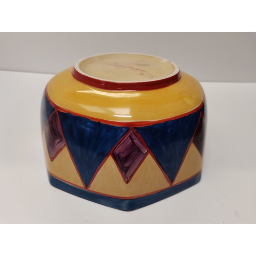 169 - Clarice Cliff, a Bizarre ware Newport Pottery octagonal bowl, c.1930s, hand painted with a geometric... 