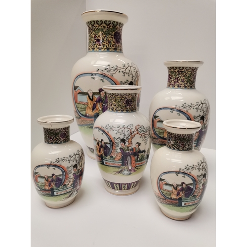 60 - Nine various Chinese porcelain vases, 20th/21st Century, assorted shapes and decoration, some with c... 