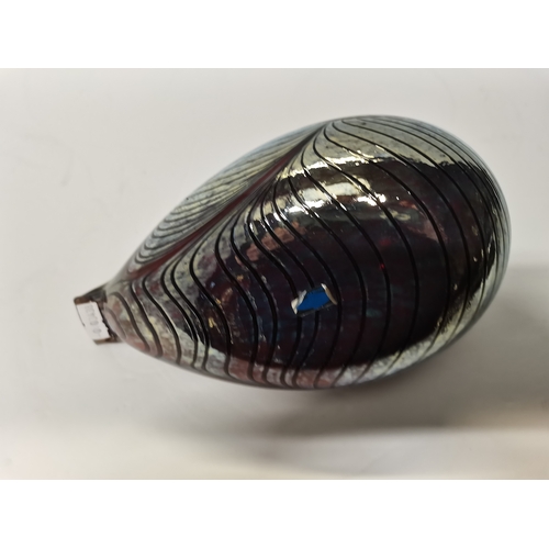 139 - Large Nuutajarvi - Oiva Toikka hand blown iridescent pulled feather studio glass Pheasant bird H13cm... 