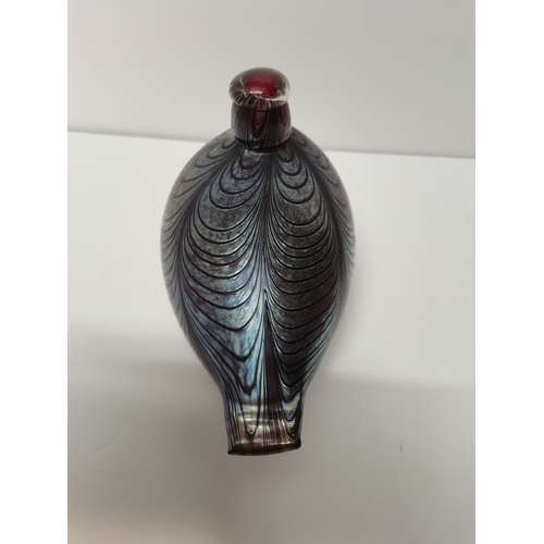 139 - Large Nuutajarvi - Oiva Toikka hand blown iridescent pulled feather studio glass Pheasant bird H13cm... 