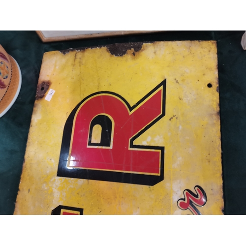 22 - An enamel advertising sign for Tizer, rectangular, with red and black script 'Drink TIZER The Appeti... 