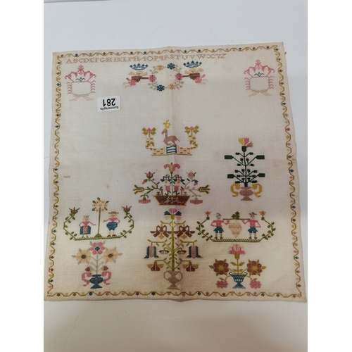 281 - A collection of vintage embroidery 37cm x40cm, 35cm x 33cm, 35cm x 39cm, 36cm x 34cm, 28cm x 29cm, 3... 