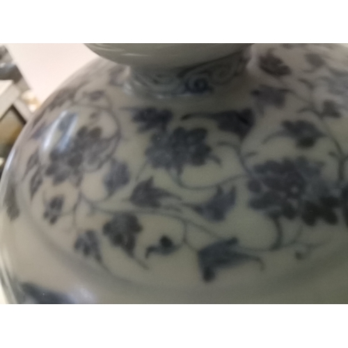 168 - Chinese Blue and White vase - no markings to base H31cm