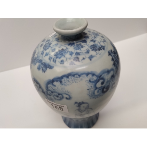 168 - Chinese Blue and White vase - no markings to base H31cm