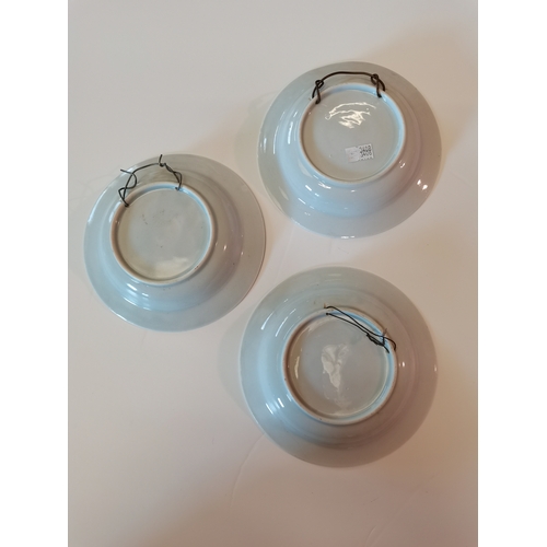 172 - Three Japanese porcelain Hirado ware style blue and white small dishes, with karako decoration of Ch... 