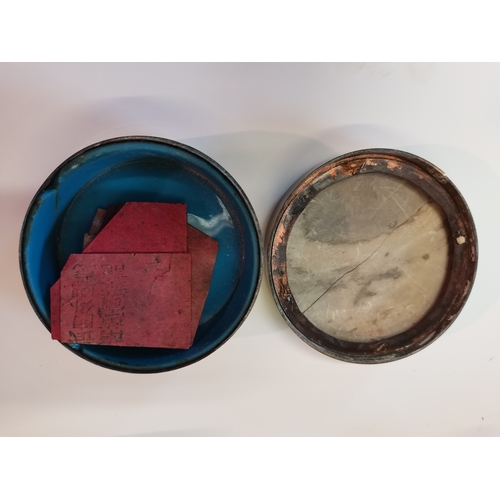 256 - A Chinese Paktong inscribed circular ink box late 19th Century D10cm, an Antique Chinese Ink Box dec... 