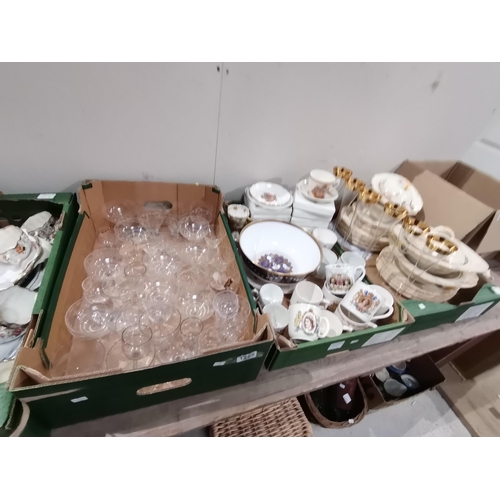 1268 - x3 boxes Misc. items incl vintage sherry ad champagne glasses, Spode bowl,  Royal Doulton Nerissa di... 