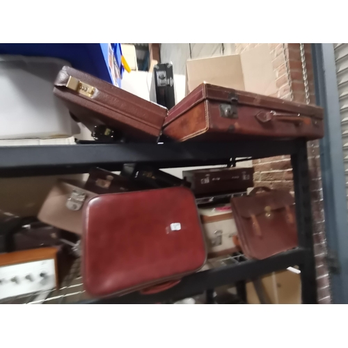 1277 - Quantity of vintage suitcases, leather satchal and briefcase