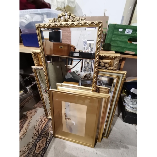 1323 - 3 wall mirror in gilt frames plus 2 watercolours by T M Richardson one of Holly Island the other of ... 