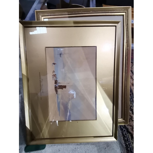 1323 - 3 wall mirror in gilt frames plus 2 watercolours by T M Richardson one of Holly Island the other of ... 