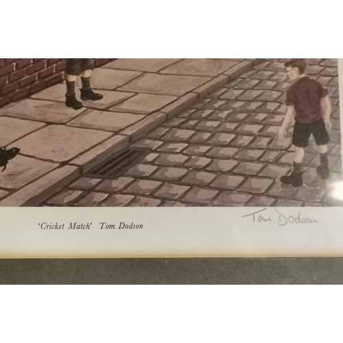 155 - Tom Dodson signed Print 'Cricket Match' 29cm x 22cm (in frame 38cm x 47cm)Condition StatusGood: In g... 