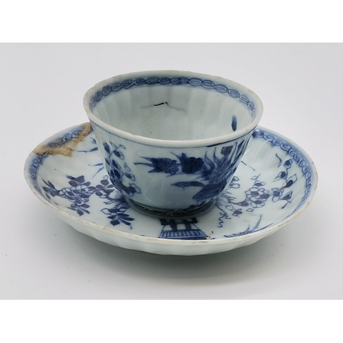 174 - A collection of Chinese blue and white porcelain tea bowls and saucers, variously decorated, some fl... 