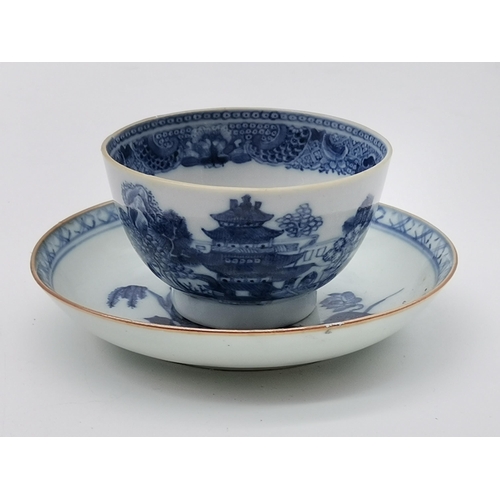 174 - A collection of Chinese blue and white porcelain tea bowls and saucers, variously decorated, some fl... 