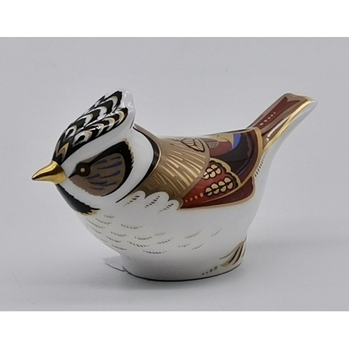 242 - Royal Crown Derby Paperweight - Crested Tit with gold stopper and boxCondition StatusExcellent: In e... 