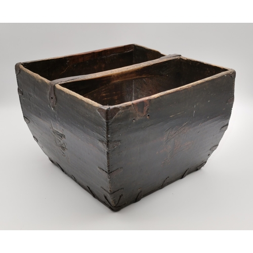 33 - Large Antique wooden dairy bowl D 51cm and Rice Trug bucketCondition StatusGood: In good condition o... 