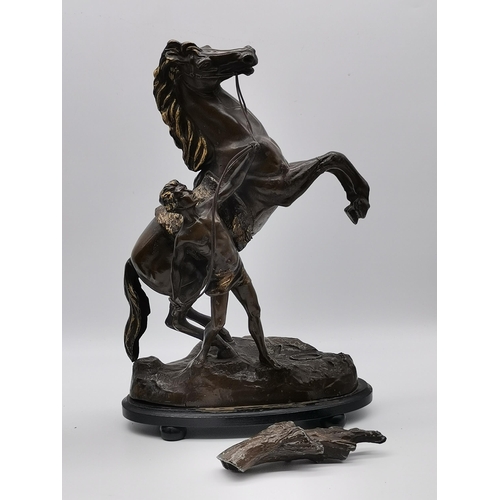 37 - A Pair of Bronzed Metal Marly horses stamped A.S & Co made in England (A/F)Condition StatusGood: In ... 