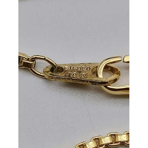 510 - An 18 carat gold box link chain, stamped '18k' to clasp; together with thirteen various silver neckl... 