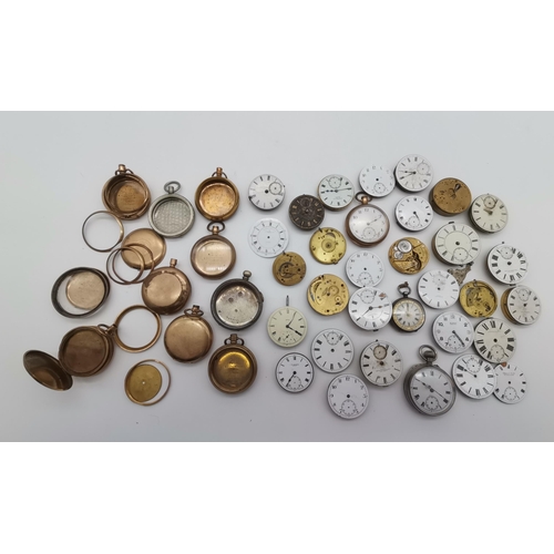 531 - A selection of 19th/20th Century pocket watch movements, enamel dials and cases, including a Swiss s... 