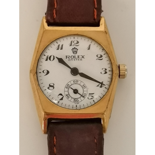 533 - A gent's vintage Rolex wristwatch, the white circular enamel dial signed ROLEX OYSTER, with black Ar... 