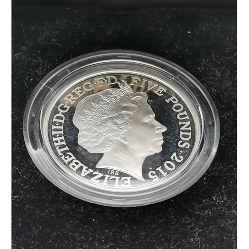 541 - Three commemorative silver proof coins, comprising a Royal Mint Elizabeth II 2015 'Churchill' five p... 