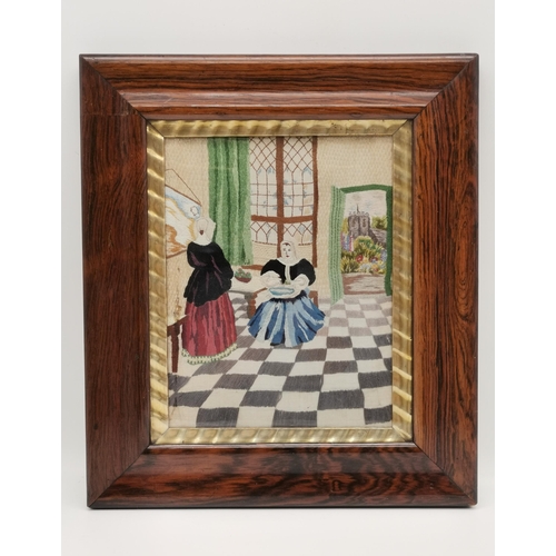 68 - A framed Pair of Embroidered PicturesCondition StatusGood: In good condition overall, but possibly s... 