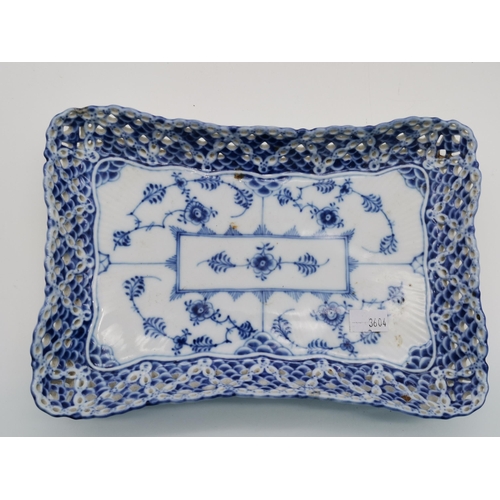 75 - Royal Copenhagen Blue Flute Double Full Lace rectangular porcelain serving plate 1122, blue fluted f... 