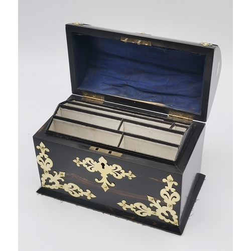 8 - Victorian Coromandel and Brass bound stationery box W23cm x H18cmCondition StatusGood: In good condi... 