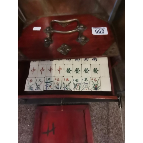 668 - Vintage Chinese Mah Jong Bamboo Game Set