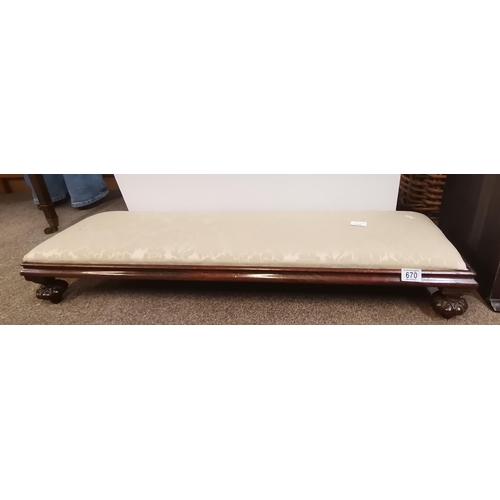 670 - Antique Mahogany long footstool L103cm