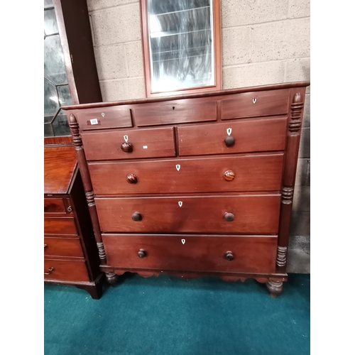 858 - Victorian Mahogany 2 over 3 chest of drawers with additional concealed drawers at the top W125cm x H... 