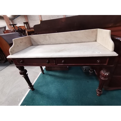 888 - Marble topped Mahogany washstand with two drawers L120cm x D55cm