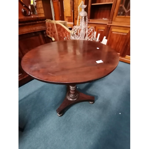 908 - Antique Mahogany pedestal table 75cm diameterCondition StatusGood: In good condition overall, but po... 