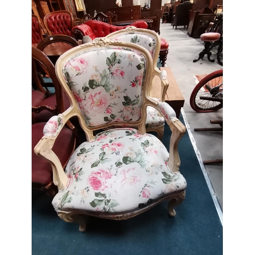 927 - Pair of French style cream bedroom armchairsCondition StatusGood: In good condition overall, but pos... 