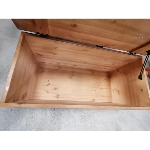 946 - Pine blanket box W90cm x D43cm x H47cmCondition StatusGood: In good condition overall, but possibly ... 