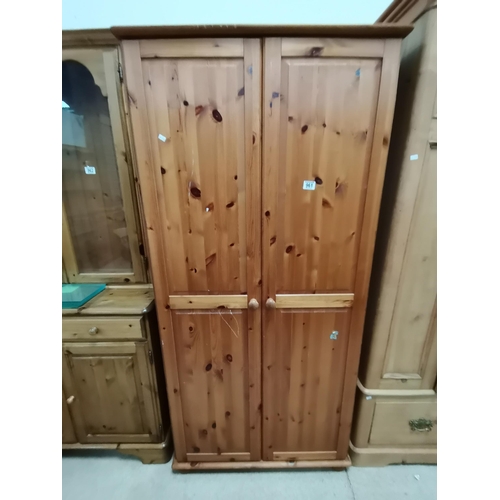 961 - Double pine wardrobe W82cm x D50cm x H178cmCondition StatusFair: In fair condition, signs of wear/cr... 