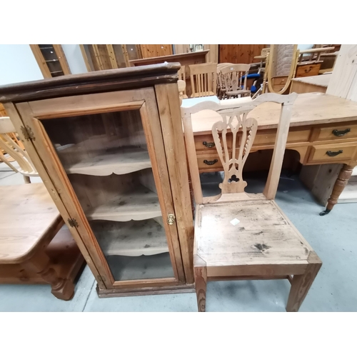 984 - Antique Pine corner wall unit with glazed door H106cmCondition StatusGood: In good condition overall... 