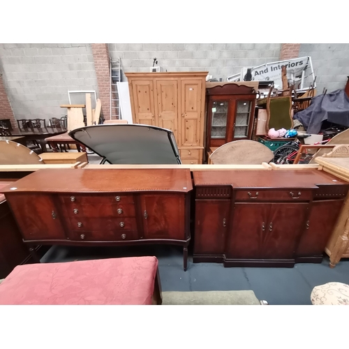 999 - Mahogany Four door Breakfront Sideboard L122cm and Mahogany Shaped front sideboard L145cm by Strongb... 