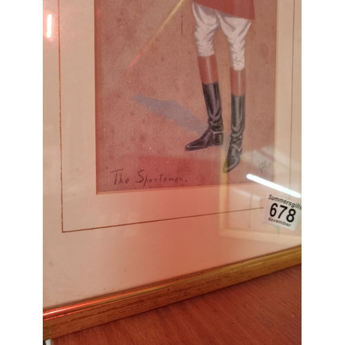 678 - English School, early 20th Century, 'The Sportsman' and 'The Spooney', coloured hunting caricature p... 