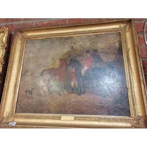 715 - British School, late 19th Century, 'Drawn Blank', hunting study, oil on canvas, unsigned, with name ... 