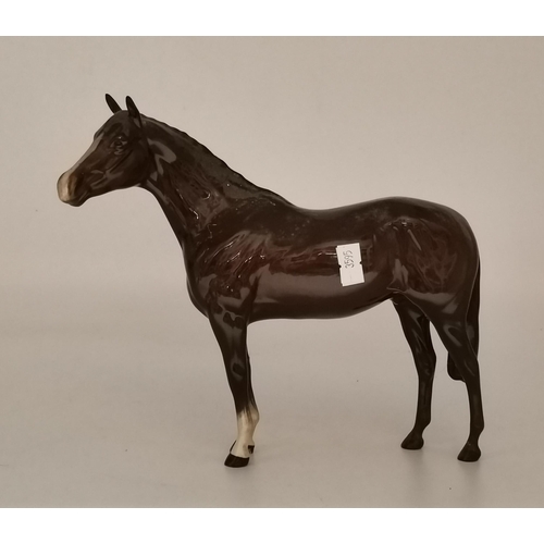 103 - A Beswick Bay Horse, Pinto Pony (Skewbald), Mat Black Royal Doulton Horse plus Beswick Boxer Dog Con... 