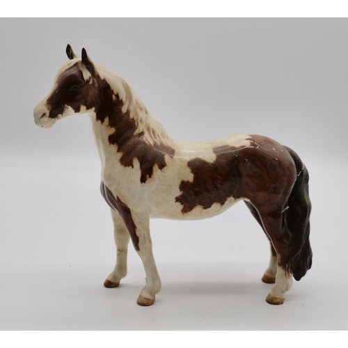 103 - A Beswick Bay Horse, Pinto Pony (Skewbald), Mat Black Royal Doulton Horse plus Beswick Boxer Dog Con... 