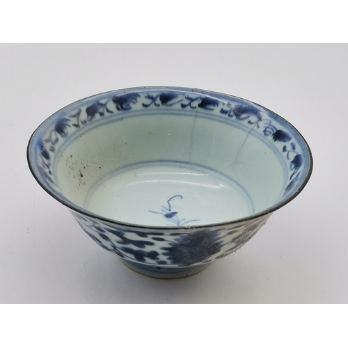 170 - A group of Oriental blue and white porcelain wares, comprising a 19th Century Chinese bowl with unde... 