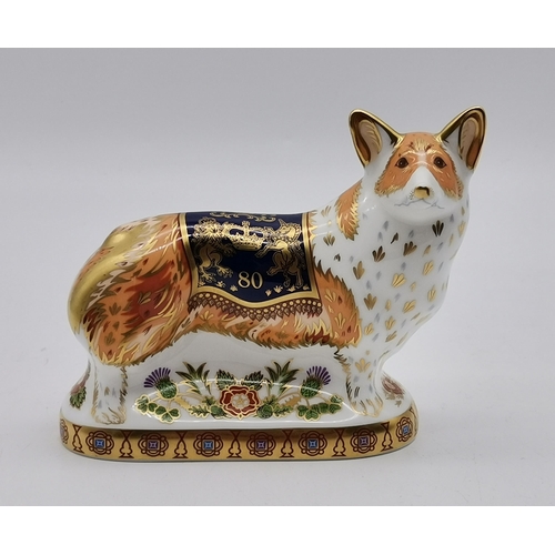 207 - Royal Crown Derby Paperweight The Royal Windsor Corgi - Peter Jones Limited Editon of 950 MMVI gold ... 